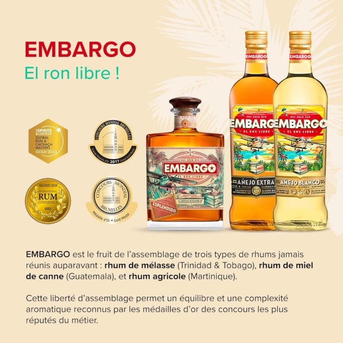 RHUM EMBARGO ESPLENDIDO 70CL - 40% Vol. – Image 3