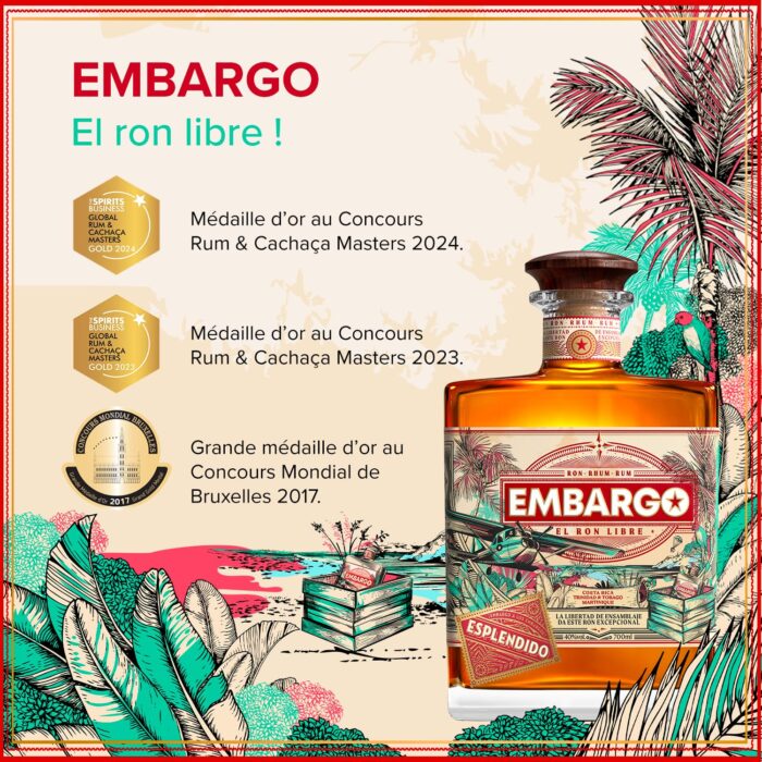 RHUM EMBARGO ESPLENDIDO 70CL - 40% Vol. – Image 4
